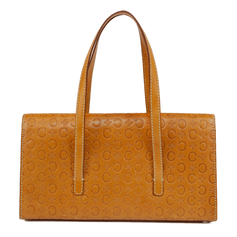 Celine Tan Embossed Leather Vintage Shoulder Bag