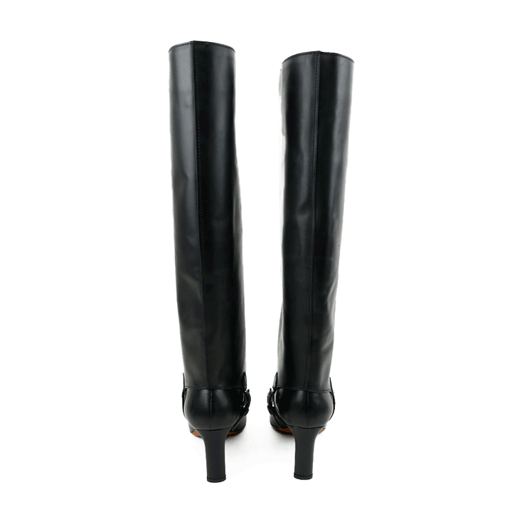 back view of Altuzarra Black Leather Hay Knee High Boots