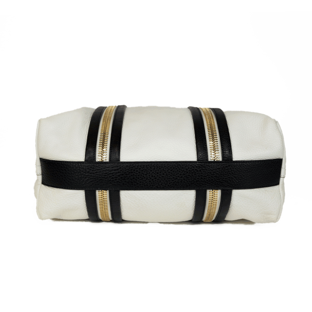 Tom Ford White Leather Zipper Tote Bag