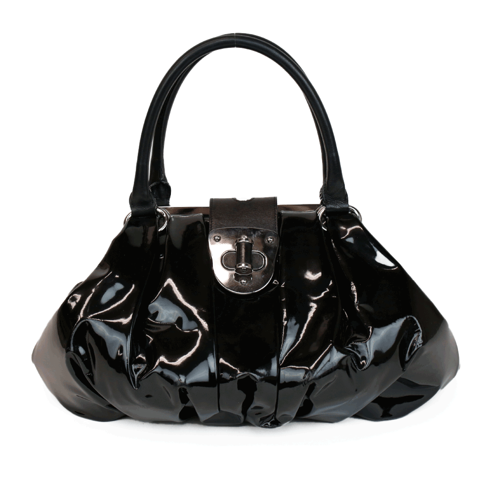 Alexander McQueen Black Patent Leather Elvie Frame Bag