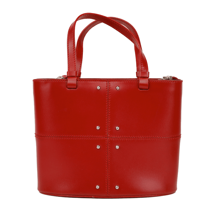 Tod's Red Leather Studded Mini Top Handle Bag