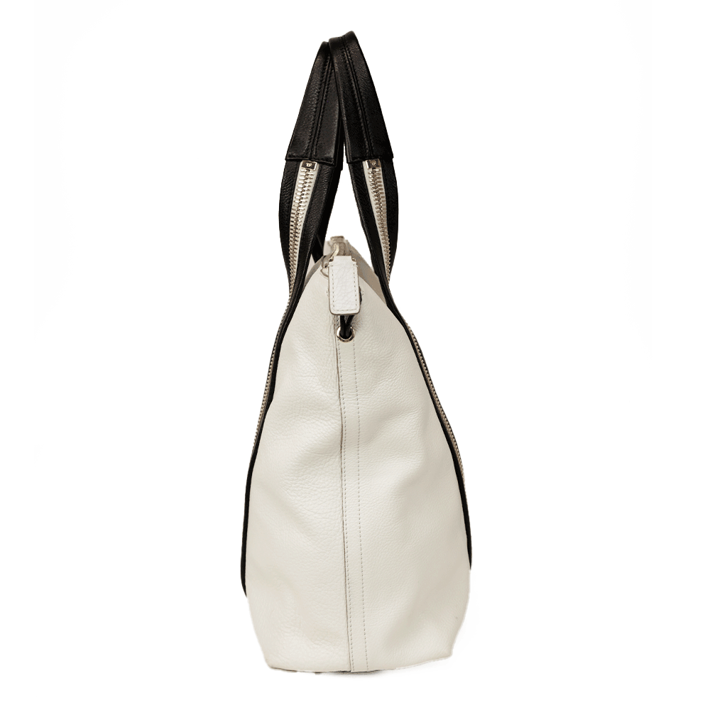 Tom Ford White Leather Zipper Tote Bag