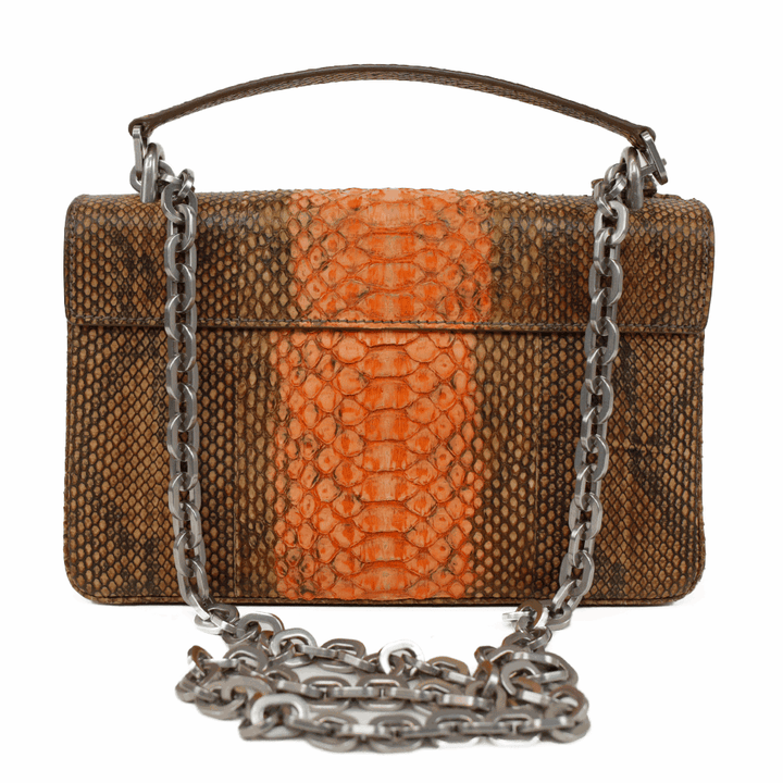 Prada Coral & Brown Python Leather Crossbody Bag
