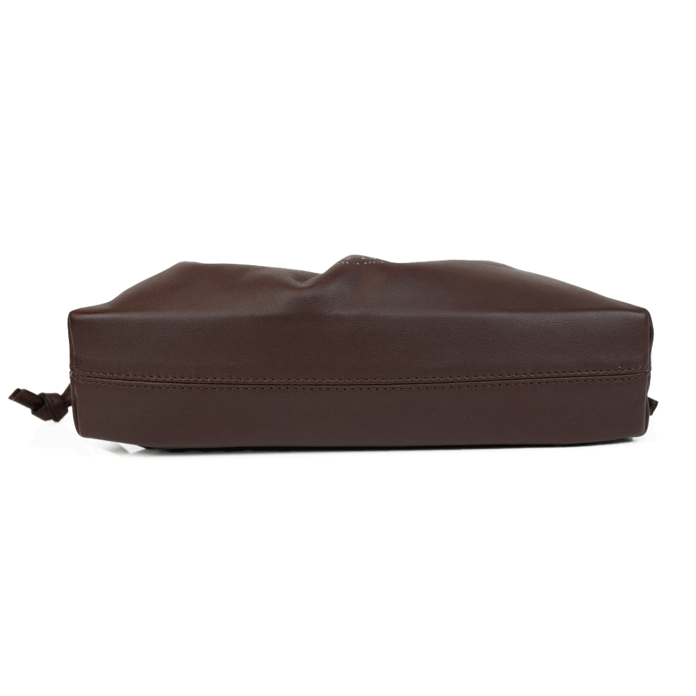 Studio Amelia Chocolate Leather Mini Drawstring Bag