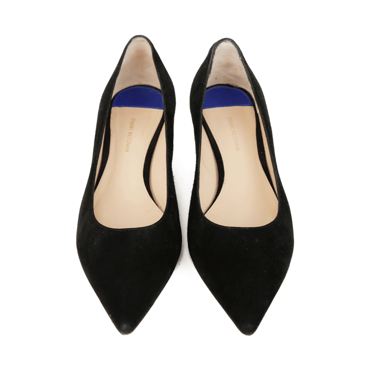 Stuart Weitzman Black Suede Pointed Toe Pumps