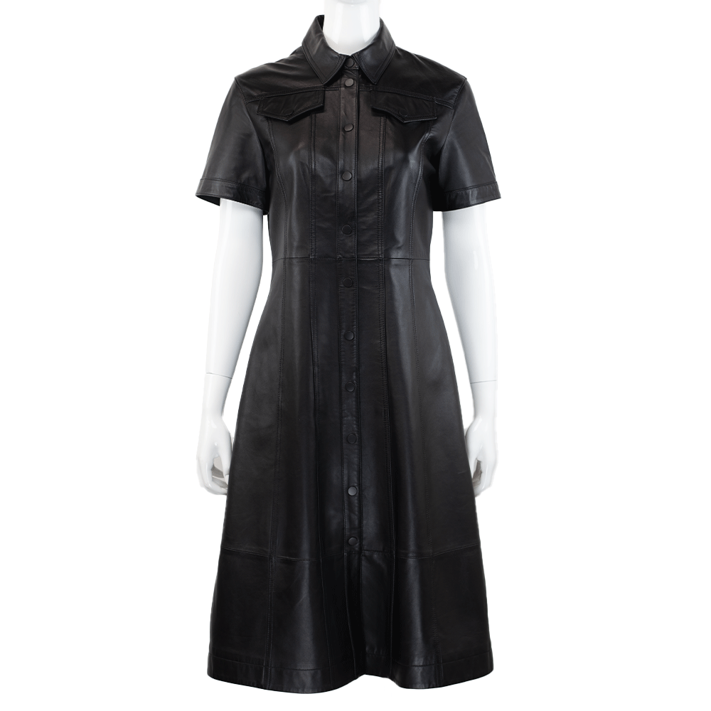 Proenza Schouler White Label Black Lambskin Leather Dress