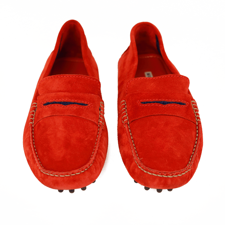 Manolo Blahnik Orange Suede Loafers