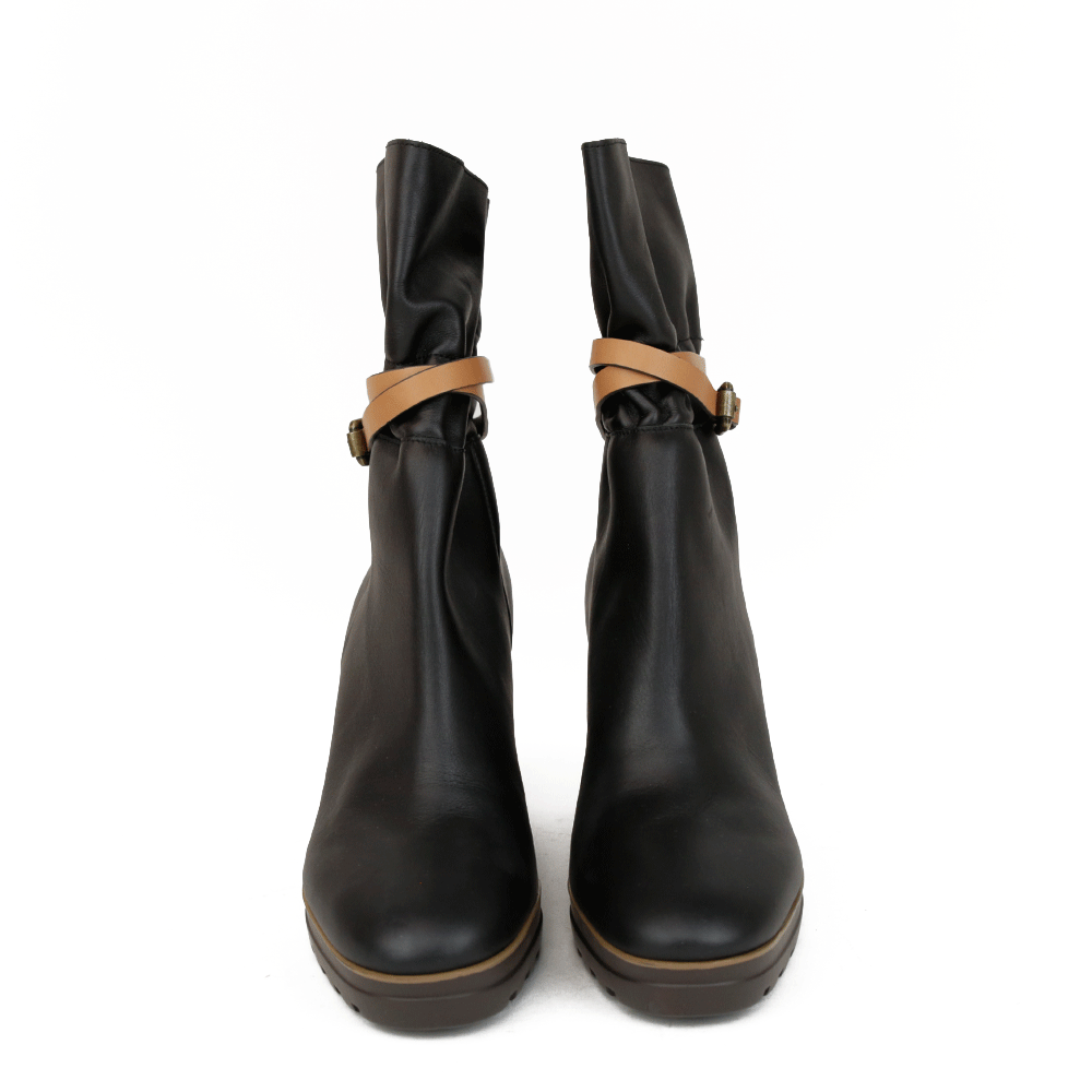See by Chloe Black & Brown Leather Wedge Boots