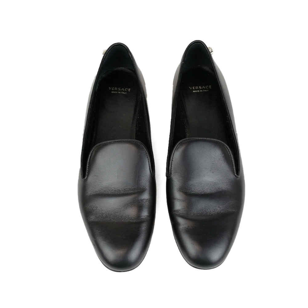 Versace Black Leather Medusa Loafers