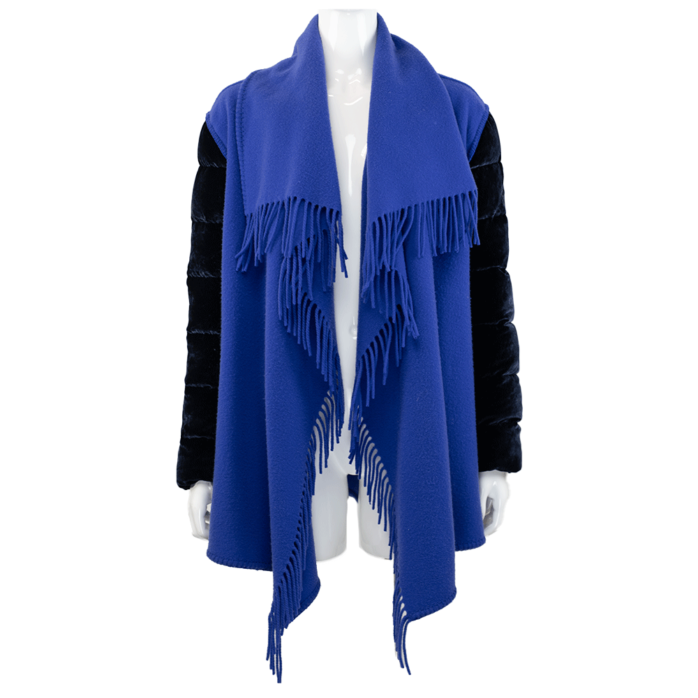 Moncler Blue Mantella Velvet & Wool Jacket