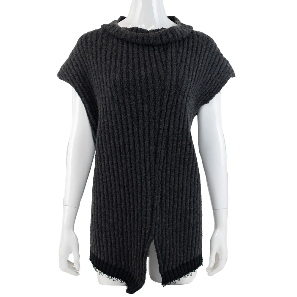 The Row Damiano Charcoal Ribbed Knit Tunic Sweater