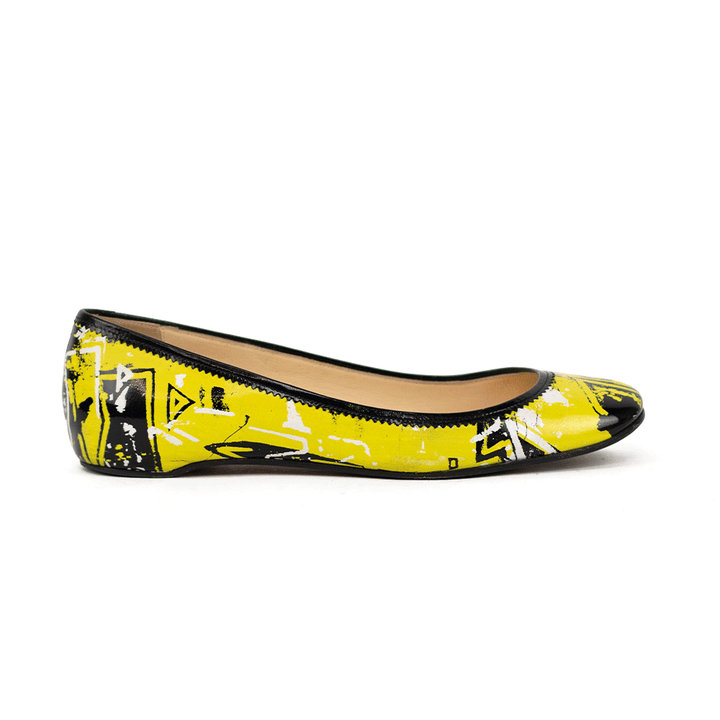 Christian Louboutin Patent Leather Graphic Print Ballet Flats
