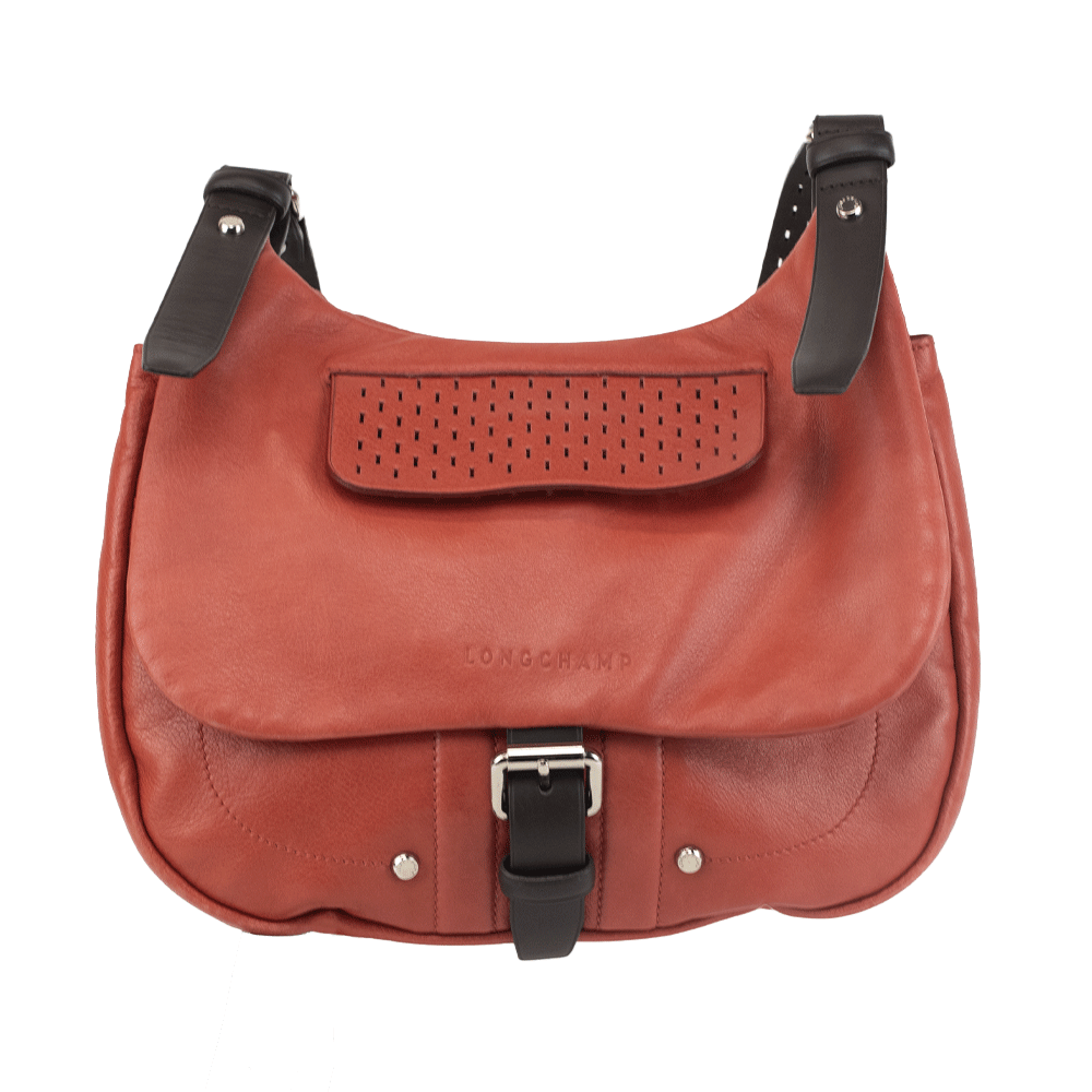 Longchamp Red & Brown Leather Balzane Crossbody Bag