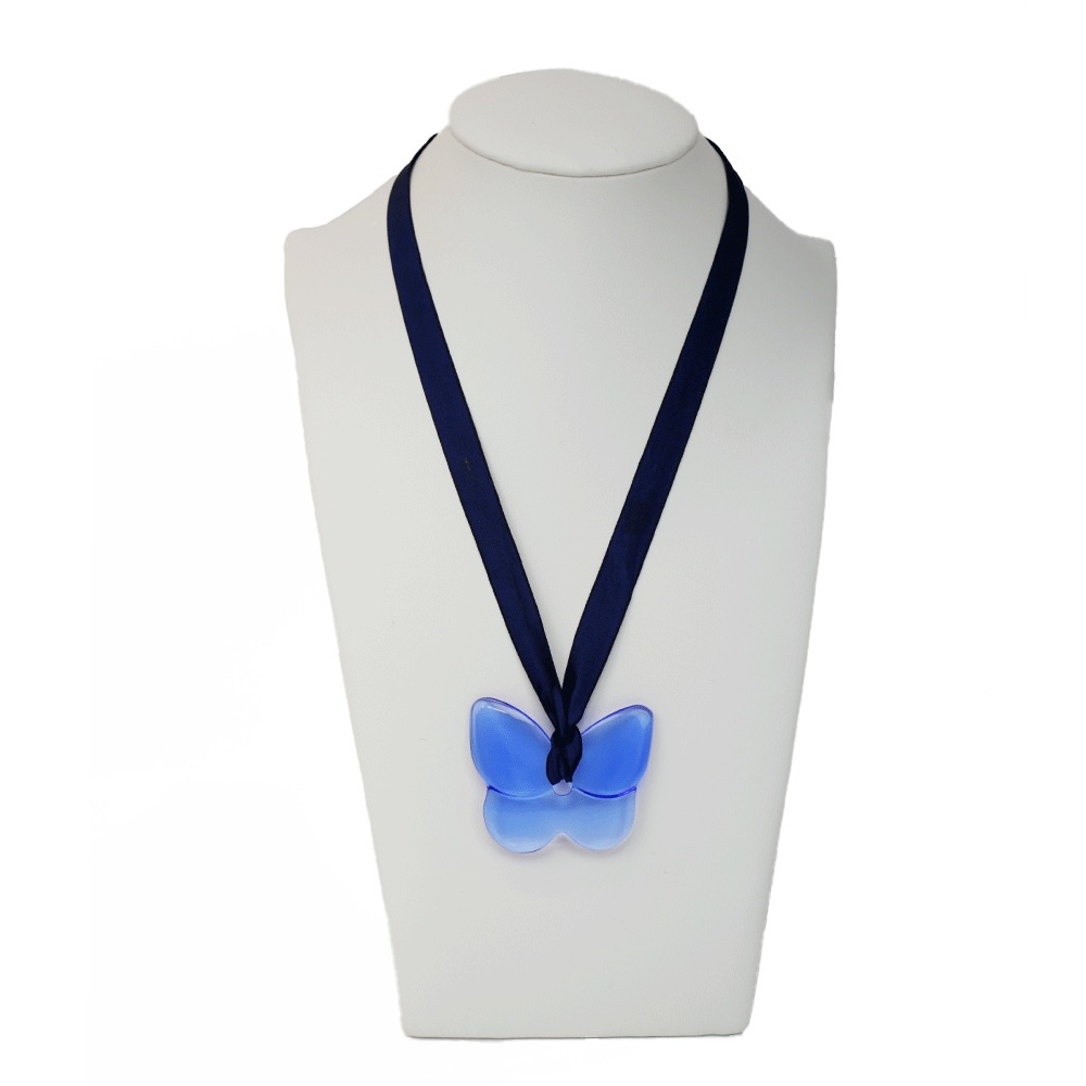 Baccarat Blue Crystal Butterfly Pendant Necklace