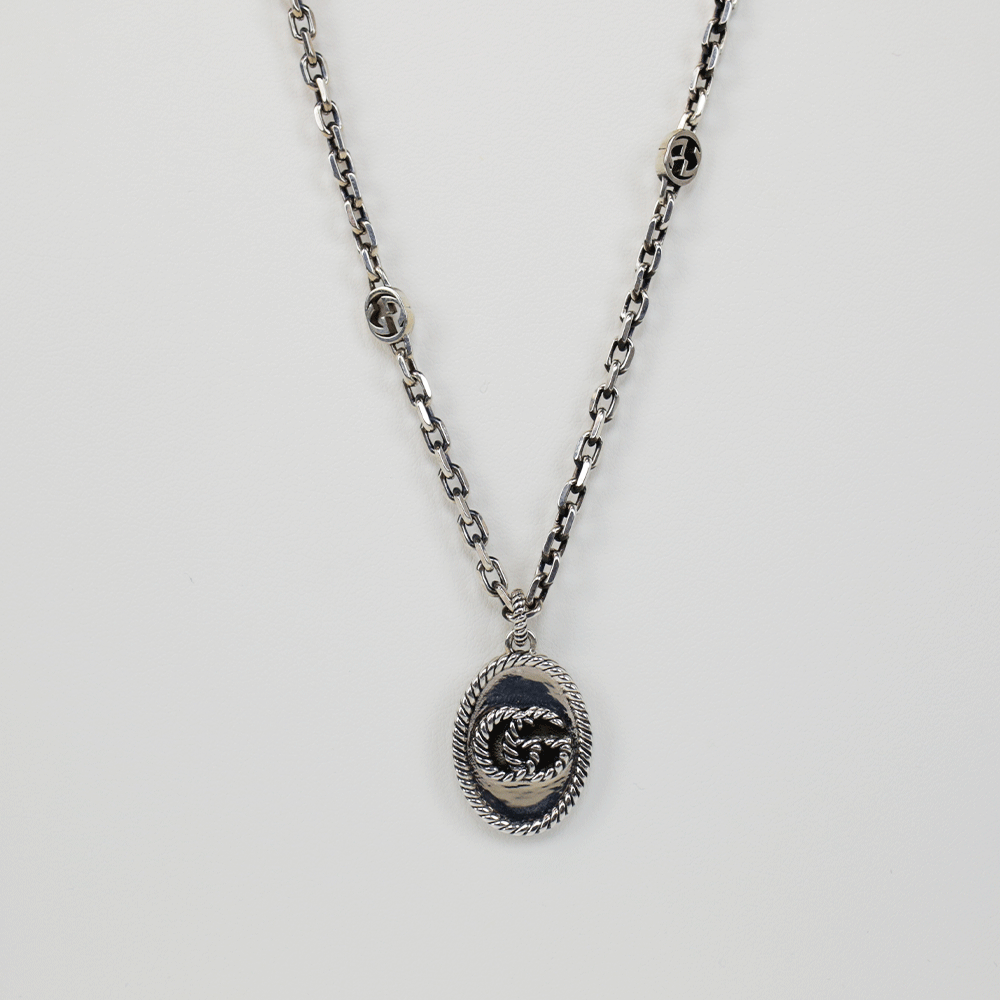 Gucci Sterling Silver GG Marmont Pendant Necklace