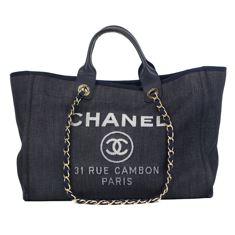 CHANEL Denim Large Shopping Tote Blue 1186370