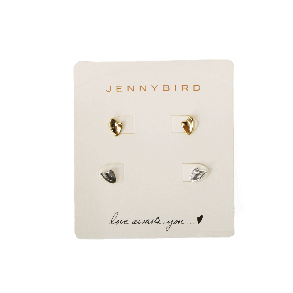 Jenny Bird 2 Tone Helena Mini Heart Stud Earring Set