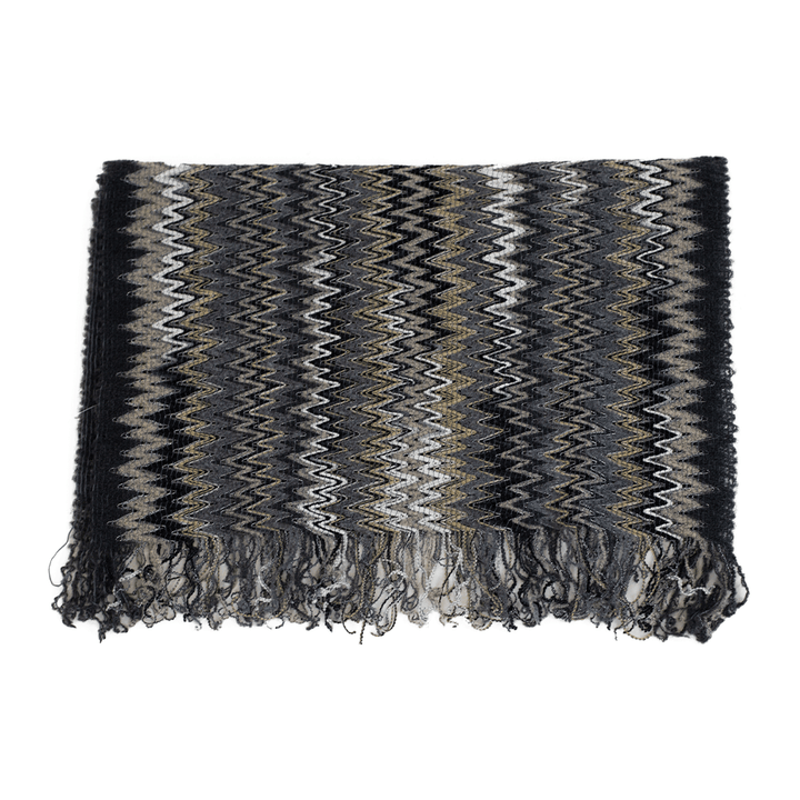 Missoni Gray & Beige Zig Zag Knit Scarf