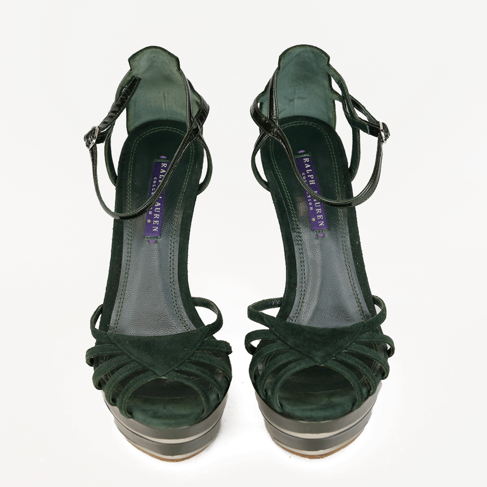Ralph Lauren Collection Dark Green Platform Pumps