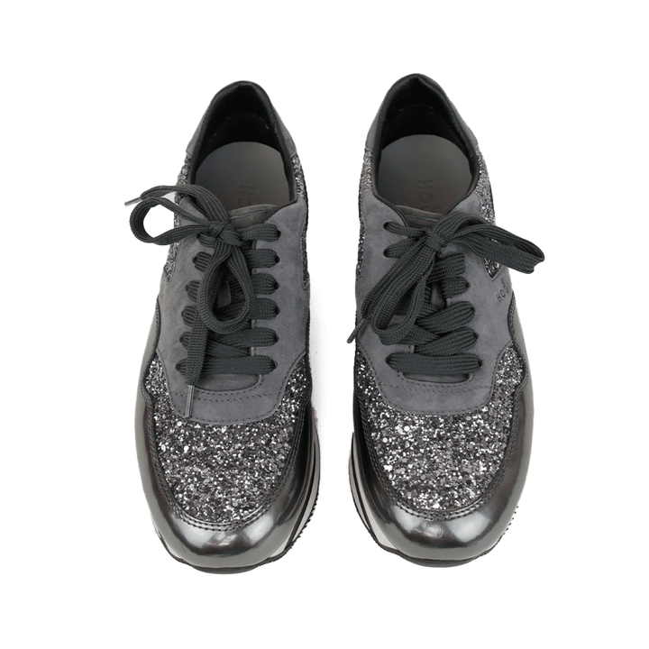 Hogan Gray & Gunmetal Glitter Sneakers