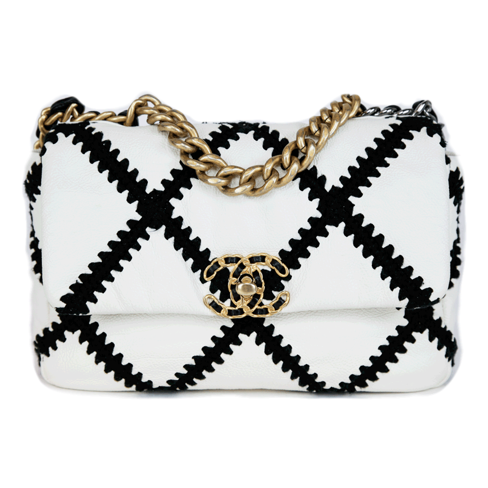 black and white chanel 19 flap