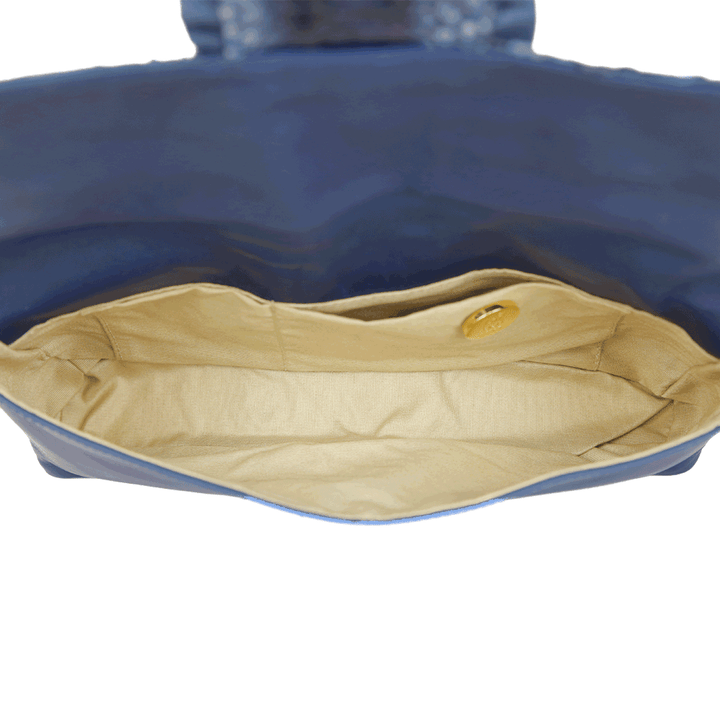 LAI Blue Leather Python Flap Clutch Bag