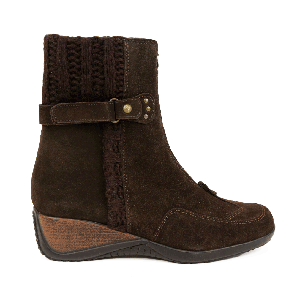 Aquatalia Brown Suede Knit Wedge Boots