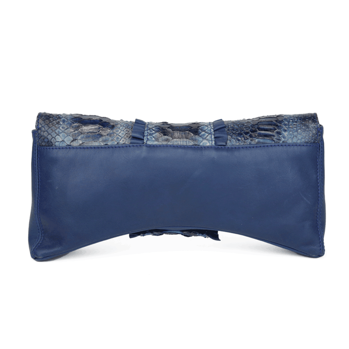 LAI Blue Leather Python Flap Clutch Bag