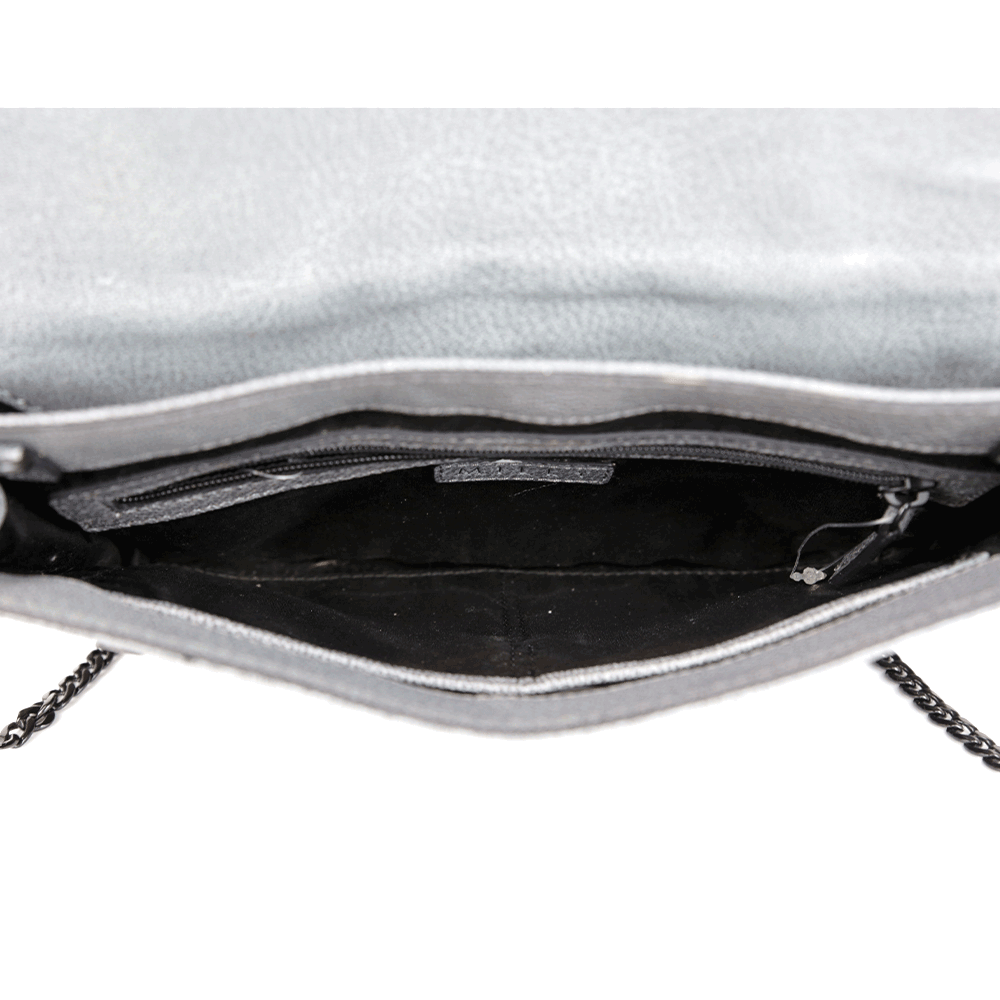 Milly Gray & Black Leather Convertible Clutch Bag