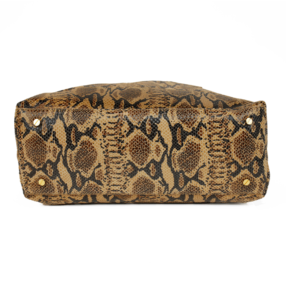 Tory Burch Suede Snake Print Bowler Bag
