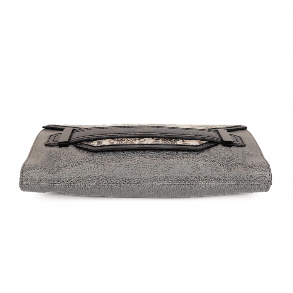 Milly Gray & Black Leather Convertible Clutch Bag