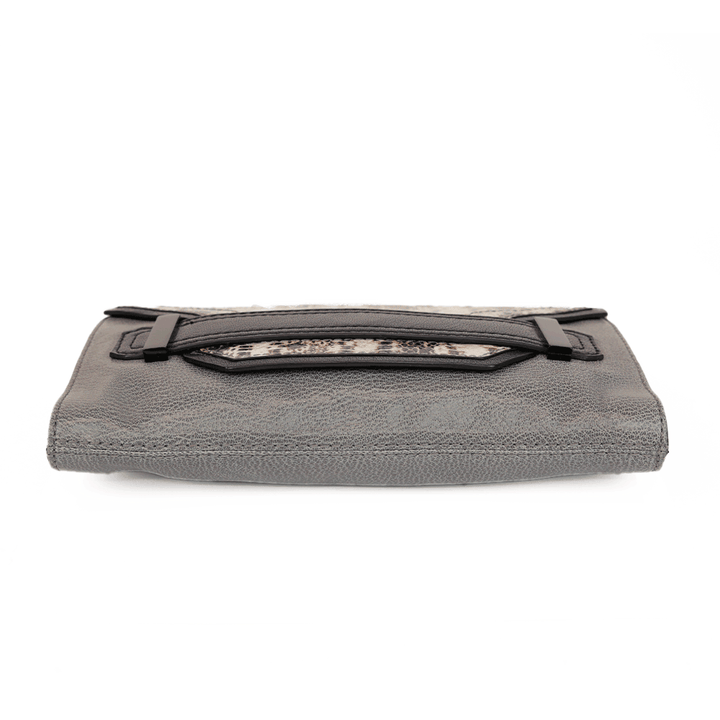 Milly Gray & Black Leather Convertible Clutch Bag