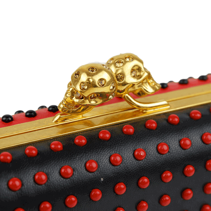 Alexander McQueen Two-Tone Leather Twin-Skull Box Clutch