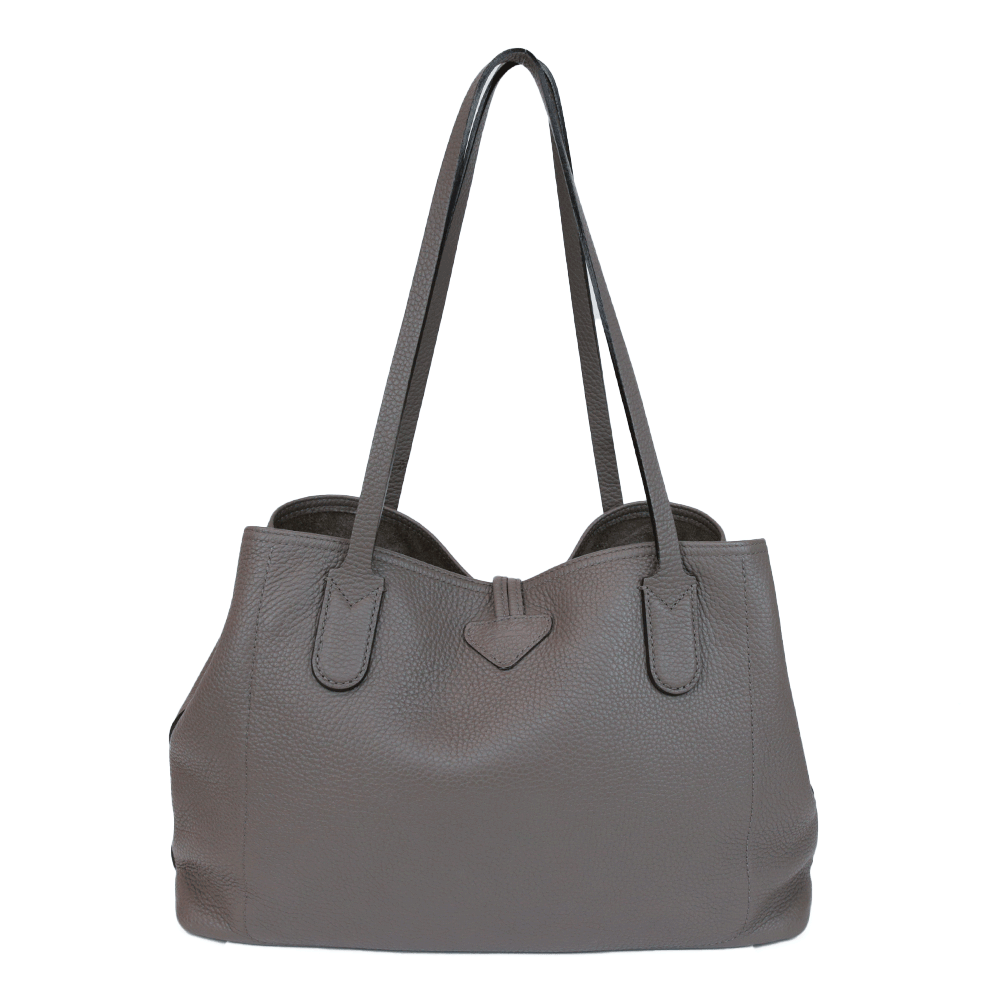 Longchamp Gray Leather Medium Roseau Tote Bag