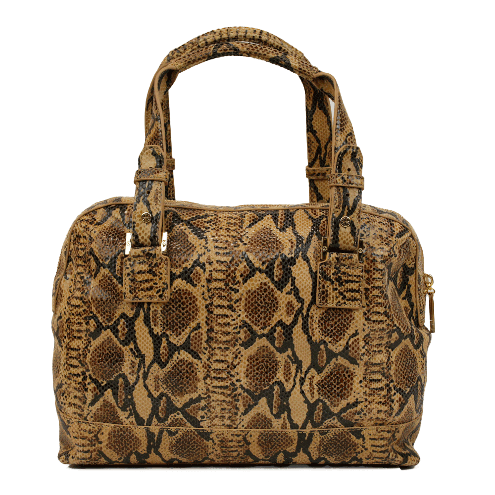 Tory Burch Suede Snake Print Bowler Bag