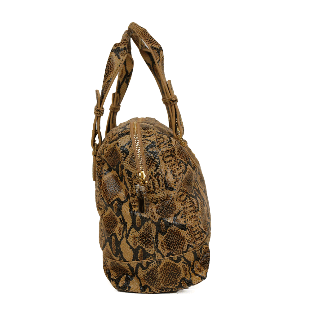 Tory Burch Suede Snake Print Bowler Bag