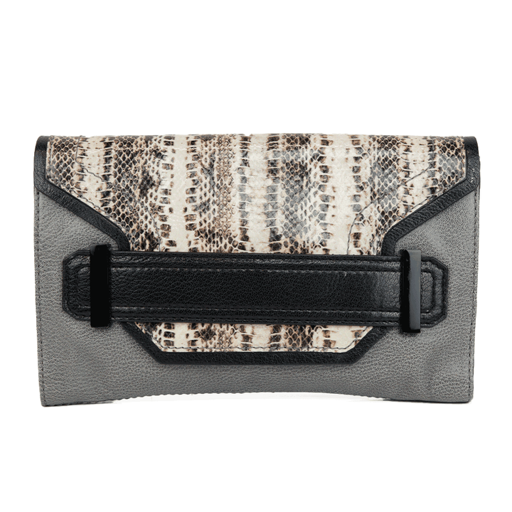 Milly Gray & Black Leather Convertible Clutch Bag