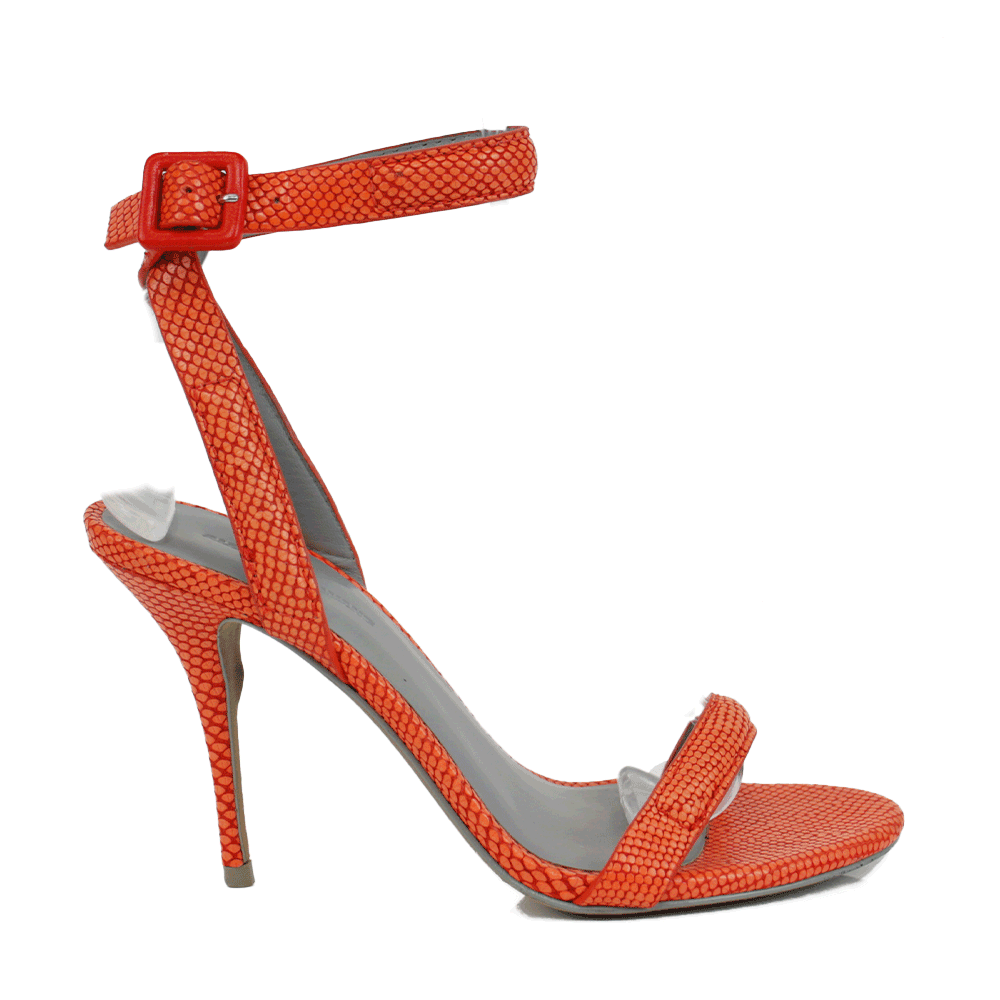 Alexander Wang Orange Embossed Leather Ankle Strap Sandals