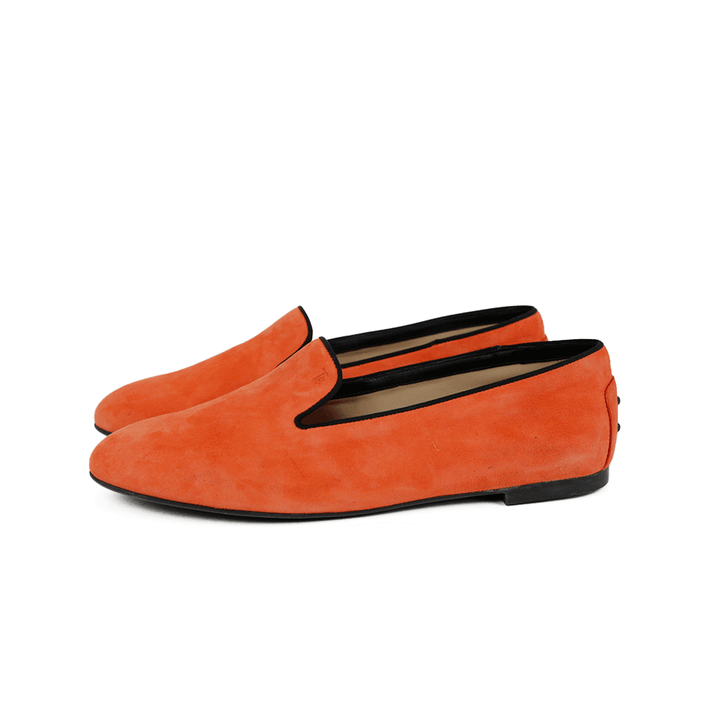 Tod's Orange & Black Suede Loafers