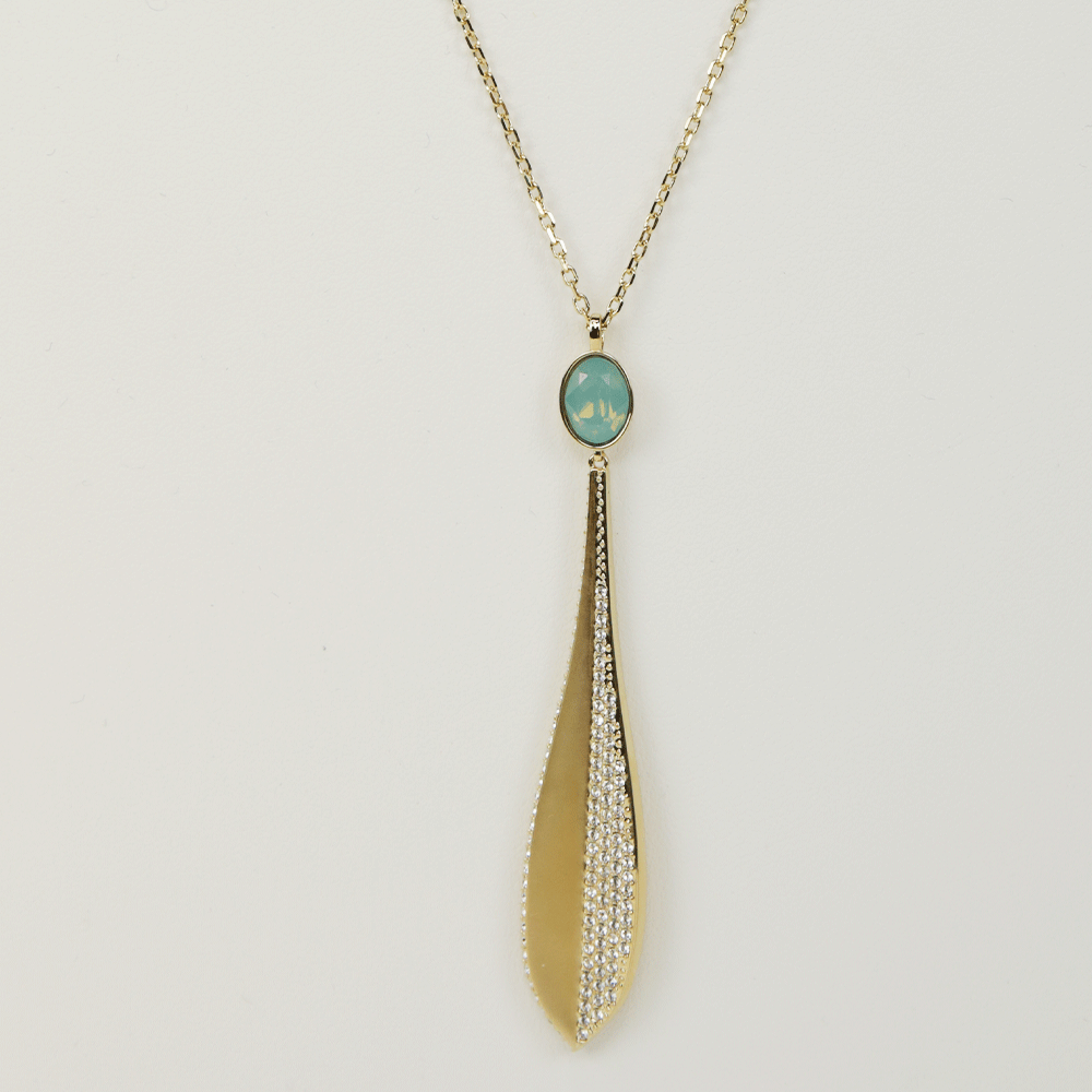 Swarovski Gold Crystal Teardrop Pendant Necklace