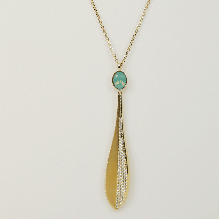 Swarovski Gold Crystal Teardrop Pendant Necklace