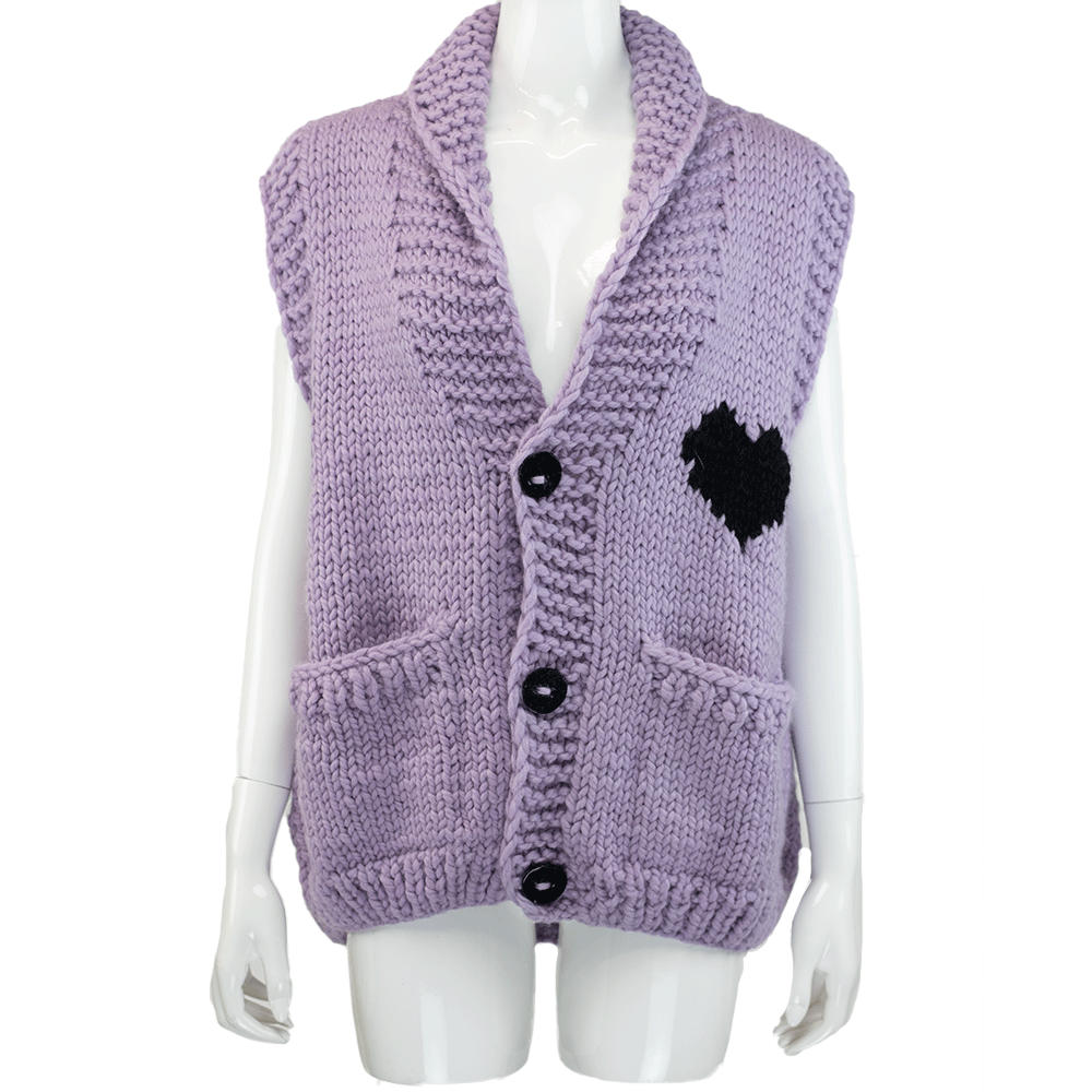 GOGO Sweaters Lilac Heart Vest