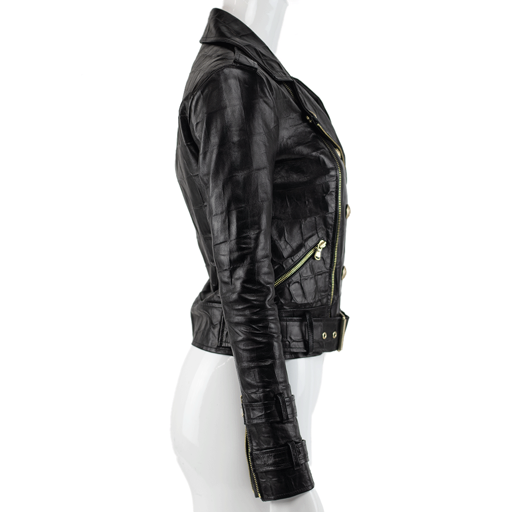 L'Agence Black Leather Biker Jacket