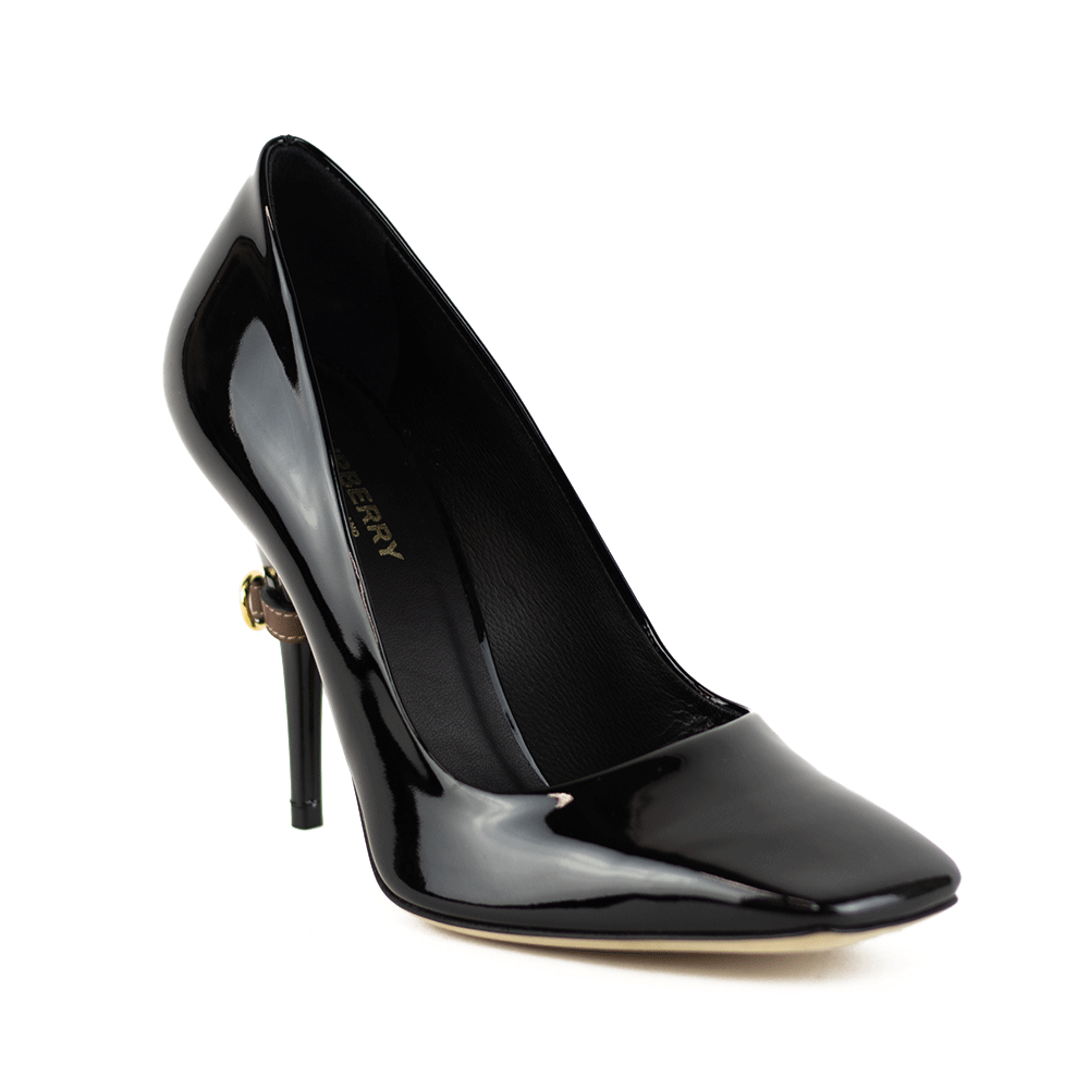 Burberry Black Square Toe Patent Leather Pumps