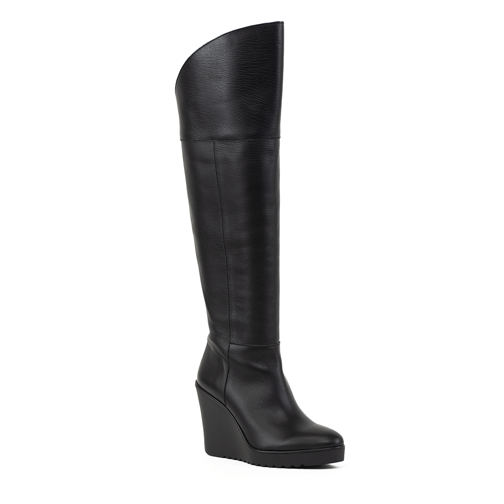 Rebecca Minkoff Black Leather Lotte Wedge Boots