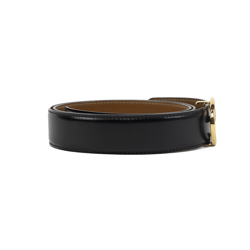 Gucci Vintage GG Buckle Black Leather Belt