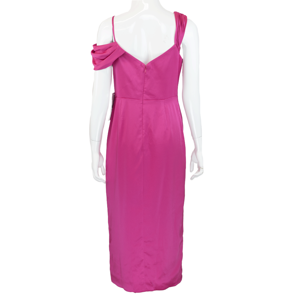 Theia Pink Andi Draped Faux-Wrap Cocktail Dress