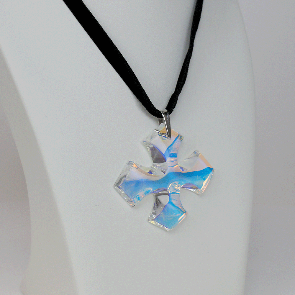 Baccarat Iridescent Crystal Cross Pendant Necklace