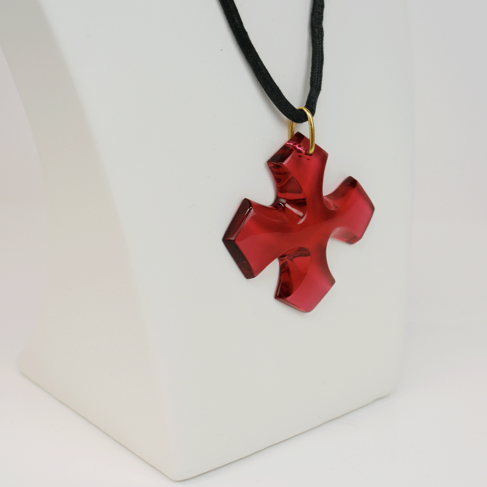 Baccarat Red Crystal Cross Pendant Necklace