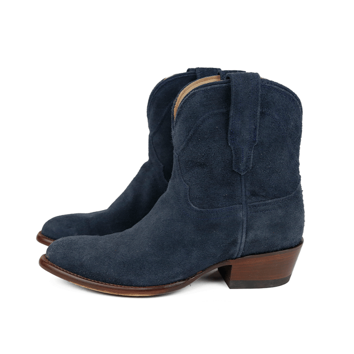 Tecovas Navy Suede Western Ankle Boots
